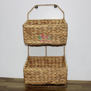 ตะกร้าใส่ของแบบแขวนติดผนังสองชั้นทำด้วยมือเป็นมิตรกับสิ่งแวดล้อมสำหรับบ้านและสำนักงาน - Product Image 3