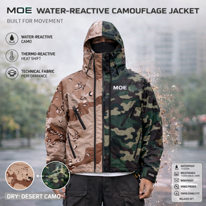 Custom Color Changing Camouflage Camo <b>Zip</b> <b>up</b> Thermochromic Streetwear Waterproof Windproof Windbreaker Hoodies <b>jacket</b> for men - Product Image 6