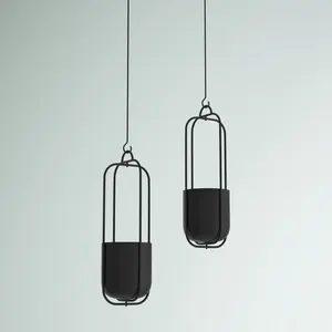 Pot suspendu en métal noir pour plantes d'intérieur, support de plafond, décoration moderne pour la maison, style minimaliste, vente en gros OEM, achat en gros, contemporain - Product Image 2