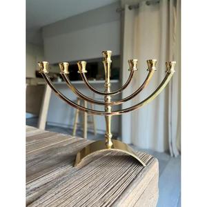Candelabro judío de latón de 9 brazos, menorah de lujo, portavelas para Hanukkah, accesorios de mesa, decoración de boda, hecho a mano. - Product Image 2