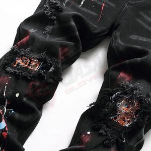 Vente en gros Street-Wear Blanked-Baggy Jeans Print-Jean Patches personnalisés-Designer Paint-Denim Jeans Hommes Pantalons avec des prix bon marché - Product Image 3