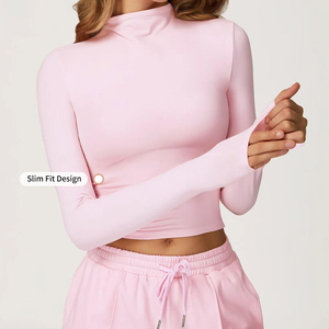 Custom Women's Solid Quick Dry Sports Fitness Sets Breathable Long Sleeve Loose Wide Leg Sweatpants Running Gym Sets - Product Image 4
