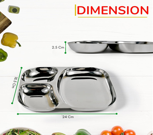 Assiette à dîner économique en acier inoxydable avec compartiments |   Thali en métal robuste pour usage domestique et commercial |   Approvisionnement en gros directement de l'usine - Product Image 5