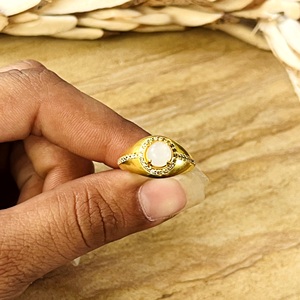 Latest Unique Quartz Gold <b>Ring</b> Boho Brass <b>Rings</b> For Women 18k Plated Halo Band Vintage <b>Statement</b> Jewelry for Wholesale/OEM/ODM - Product Image 2