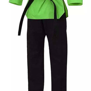 Uniforme de Taekwondo Unisex para Niños, Verde con Ribete Negro, Corte Regular, Algodón, Conjunto de Ropa de Artes Marciales, En Stock - Product Image 2