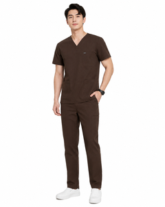 Ensemble de blouses médicales pour hommes, col en V, manches courtes, en coton et polyester, tissu tissé, uniformes d'hôpital, vêtements de travail médicaux - Product Image 3