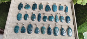 Premium High Trending Blue Apatite Agate Natural Gemstone Crystal Bezel Setting Gold Plated Pendant Fashion Jewelry Feng Shui - Product Image 4