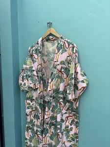Robe Kimono en Coton Imprimé au Bloc, Peignoir, Vêtement de Nuit d'Été pour Demoiselle d'Honneur, Taille Unique, Tenue Décontractée - Product Image 5