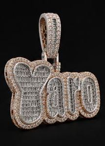 Pendentif Lettre Hip Hop Moissanite Plaqué Or Rose Effet Glacé en Argent Sterling 925, Breloque Prénom Unisexe, Bijou Personnalisé pour Cadeau de Fête - Product Image 2