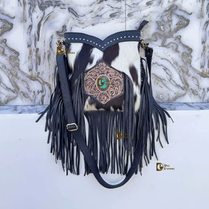 Bolso Bandolera de Cuero con Flecos, Diseño Único 2026, Hecho a Mano, Elegante, de Piel de Vaca, Multiusos para Mujer - Product Image 1