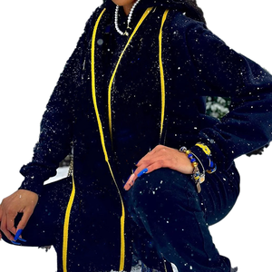 Écharpe longue en tricot jacquard personnalisée Sigma Sorority, rayée bleu marine et or, unisexe, en acrylique premium, avec franges, chaude pour l'hiver - Product Image 1