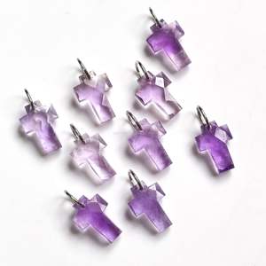 Colgante de cruz sagrada de amatista rosa AAA, plata de ley 925, amatista rosa tallada a mano, colgante de piedra preciosa para la fabricación de joyas. - Product Image 2