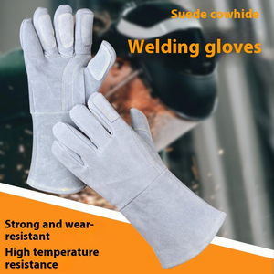 Gants de soudage longs en cuir de vachette pleine fleur, protection du travail et isolation thermique, gants de sécurité pour soudeurs - Product Image 5