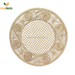 La mejor Decoración de mesa de Palma de Iraca estilo mar Natural tejida a mano, alfombrillas y almohadillas bohemias a la venta al por mayor - Product Image 3