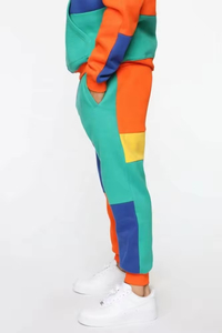 Ensemble de survêtement personnalisé pour homme, pull d'hiver à blocs de couleur, coupe classique, avec logo personnalisé, sweat à capuche et pantalon de jogging épais pour l'hiver - Product Image 4