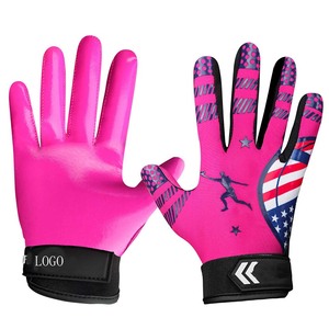 Gants de gardien de but de football roses à doigts entiers avec sangle de poignet réglable, impression par sublimation, équipement sportif unisexe - Product Image 1