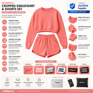 Sweatshirt <b>Shorts</b> Set <b>Women</b> Casual 2 Piece <b>Lounge</b> Outfit Oversized Crewneck Top Matching <b>Shorts</b> Set - Product Image 6