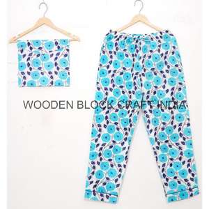 Ensemble de pyjama en coton assorti à motifs floraux, chemise et pantalon, doux et léger, pyjama d'été pour femmes, tenue de nuit - Product Image 3