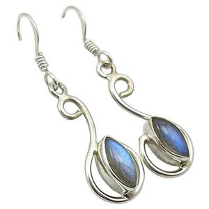 Amazing Renewal Moonstone 4X6mm Pyramid Shape Brass Vintage IGI Certified Dangle Earring Engagement Gift - Product Image 2