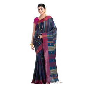 Soft & Light Weight New Collection Pure Handloom <b>Red</b> black white Buti Cotton <b>Saree</b> with Fancy Design for Wedding Use From India - Product Image 4