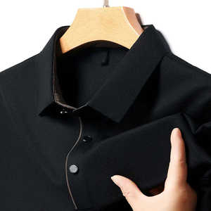 T-shirt d'été décontracté pour homme en molleton 100 % coton respirant à manches courtes, couleur unie élégante, col polo, vente en gros - Product Image 2