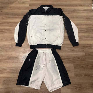 Ensemble de survêtement personnalisé pour homme en nylon, coupe-vent et short, 2 pièces, imprimé délavé à l'acide, décontracté - Product Image 2