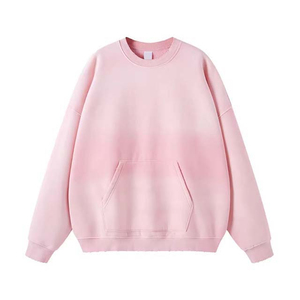 Sudadera de cuello redondo con manga raglán y bolsillo para hombre, en degradado rosa, estilo casual. - Product Image 1