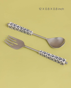 Juego de Cucharas para Servir Ensaladas FAIZA, de Acero Inoxidable Clásico Ecológico con Mango de Resina, Acabado Espejo, Regalos de Lujo, Superventas - Product Image 3