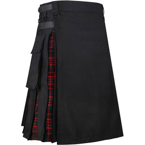 Kilts utilitaires hybrides noirs en coton et tartan Macdonald pour femmes avec sangles en cuir, kilts pour filles, best-sellers - Product Image 1