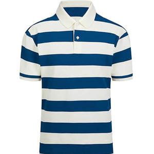 Camisa de Golf a Rayas para Hombre, 95% Poliéster, 5% Elastano, Manga Corta, Ligera, de Secado Rápido, Absorbe la Humedad, para Verano - Product Image 1