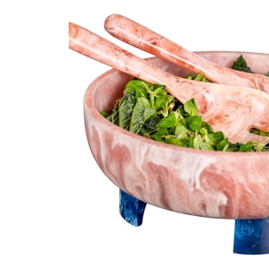 Tazón de Resina con Efecto Mármol Rosa, Resistente al Calor, Sin Recubrimiento, para Servir, Vajilla para Fiestas y Decoración de Mesa de Bodas, Tazón para Frutas y Ensaladas - Product Image 2