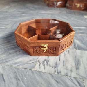 Premium Wooden Masala Organizer <b>Box</b> with Sectioned Interior and Hinged Lid for Spices <b>Herbs</b> Seasonings and Kitchen Storage - Product Image 5
