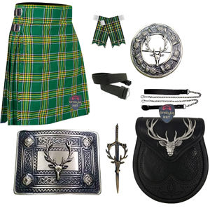Ensemble Kilt 8 Pièces pour Homme Motif Cerf, Comprenant un Kilt Tartan, une Boucle de Ceinture en Cuir Tête de Cerf, un Sporran et des Franges Assorties - Product Image 5