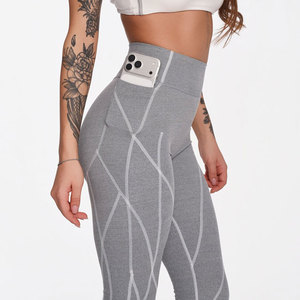 Seams Design Ladies Scrunch Butt Hip Lifting High Compression Slim Tight High Waistband Workout Side <b>Pocket</b> New Gym <b>Leggings</b> - Product Image 4