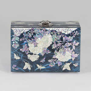 Women's <b>Blue</b> Wooden Mother of Pearl Jewelry <b>Storage</b> <b>Box</b> with Hinged Lid - Product Image 4