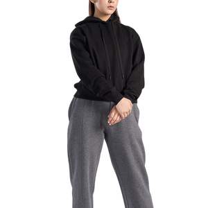 Sudadera con Capucha Negra Oversize para Mujer, Casual, de Manga Larga, Forro Polar, Estilo Urbano, Cálida para Invierno - Product Image 5