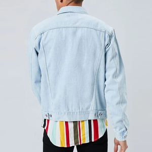 AGNI INDUSTRY OEM Veste en jean vintage bleu foncé pour homme, coupe ajustée, col en fourrure, délavée à l'acide, écologique, pour l'hiver et l'extérieur, effet déchiré - Product Image 4