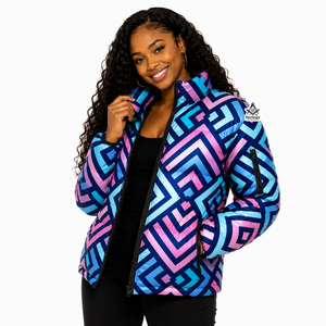 Veste matelassée unisexe Heritage Masonic Regalia entièrement sublimée, courte, brillante, colorée, en duvet, pour l'hiver, tendance - Product Image 2
