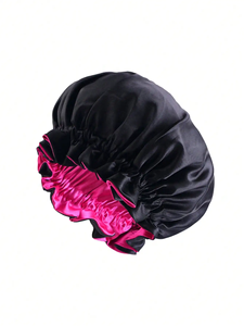 Reversible Two-Tone Satin Sleep <b>Bonnet</b>, Double-Layer Silk Hair Cap for Women's Curly Hair & Braids, Adjustable Night Cap - Product Image 2