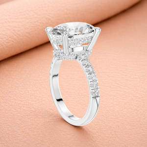 Trendy Rhodium Plated 14K Solid Gold Lab Grown Oval Cut Diamond Geometric Luxury IGI Certified Sparkling <b>Iced</b> Women Wedding <b>Ring</b> - Product Image 3