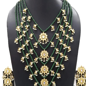 Indian Stylish Layered Pearl Rani Haar Long Kundan Necklace Zircon Alloy Jewellery Set Wedding Engagement Party Gift Hiphop Gold - Product Image 2