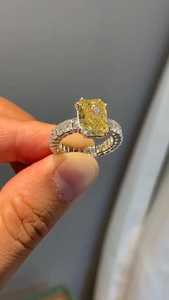 Yellow 3CT Radiant Cut Moissanite Full <b>Eternity</b> <b>Ring</b> Original 925 Sterling <b>Silver</b> Wedding Promise Unique Gift For Brides Charms - Product Image 5