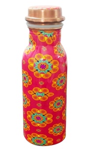 Floral Pattern Metal <b>Thermos</b> <b>Bottle</b> Portable Travel Water <b>Bottle</b> With Copper Lid - Product Image 2