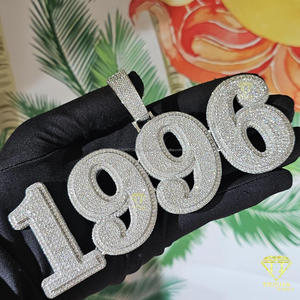 จี้สร้อยคอแบบกำหนดเอง "1998" ประดับเพชรโมอิสซาไนต์ สร้อยคิวบาลิงค์ สไตล์ฮิปฮอป สำหรับผู้ชายและผู้หญิง - Product Image 4