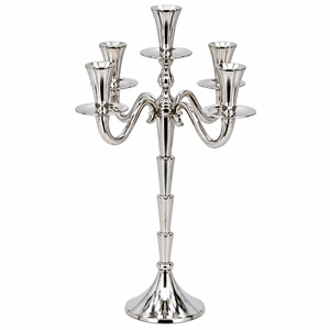 Standard Design 5 Arm Gold Metal Candelabra Wedding <b>Table</b> Centerpiece Spiral Twist <b>Tall</b> Candlestick Holder For Party Event Decor - Product Image 2
