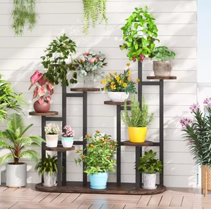 Multi Tier Wooden Metal Plant <b>Stand</b> Indoor Outdoor Flower <b>Pot</b> Display Shelf for Home Garden Balcony Decor - Product Image 1