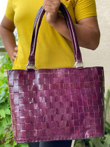 Sac fourre-tout en cuir véritable fait à la main véritable sac à provisions à bandoulière en cuir pour femme - Product Image 2