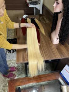 Blond clair couleur Super Double dessiné avec toutes les longueurs trame de cheveux humains vietnamiens prix d'usine négocier - Product Image 6