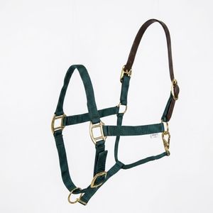 Cabestro de nailon verde cetrero para caballo con corona de cuero genuino, ajustable, seguro y duradero para equitación - Product Image 6