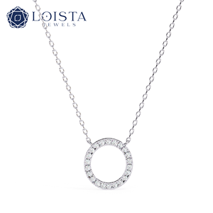Collier pendentif en or blanc rhodié de luxe avec diamant clair cultivé en laboratoire, cadeau de mariage ou de fiançailles pour femme - Product Image 1